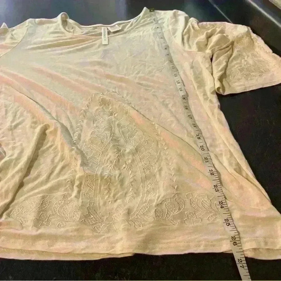 Forgotten Grace Womens Top Cream/ Off White Embroidered Plus Sz XL Soft Flowy - Picture 6 of 9